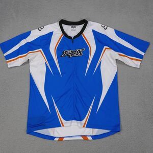 Fox Racing Cycling Jersey Mens Size XL Blue Pocket 3/4 Zip